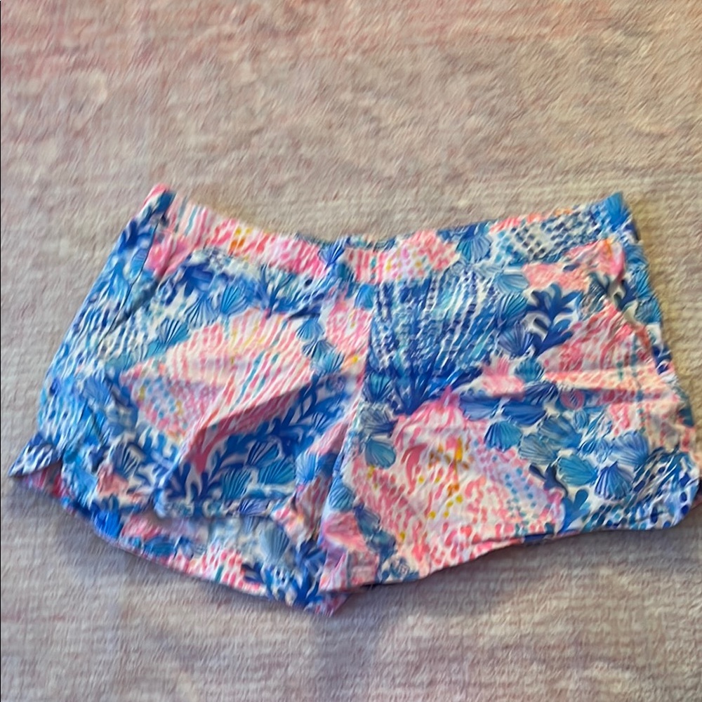 Lilly Pulitzer Pink Blue Floral Athletic Shorts